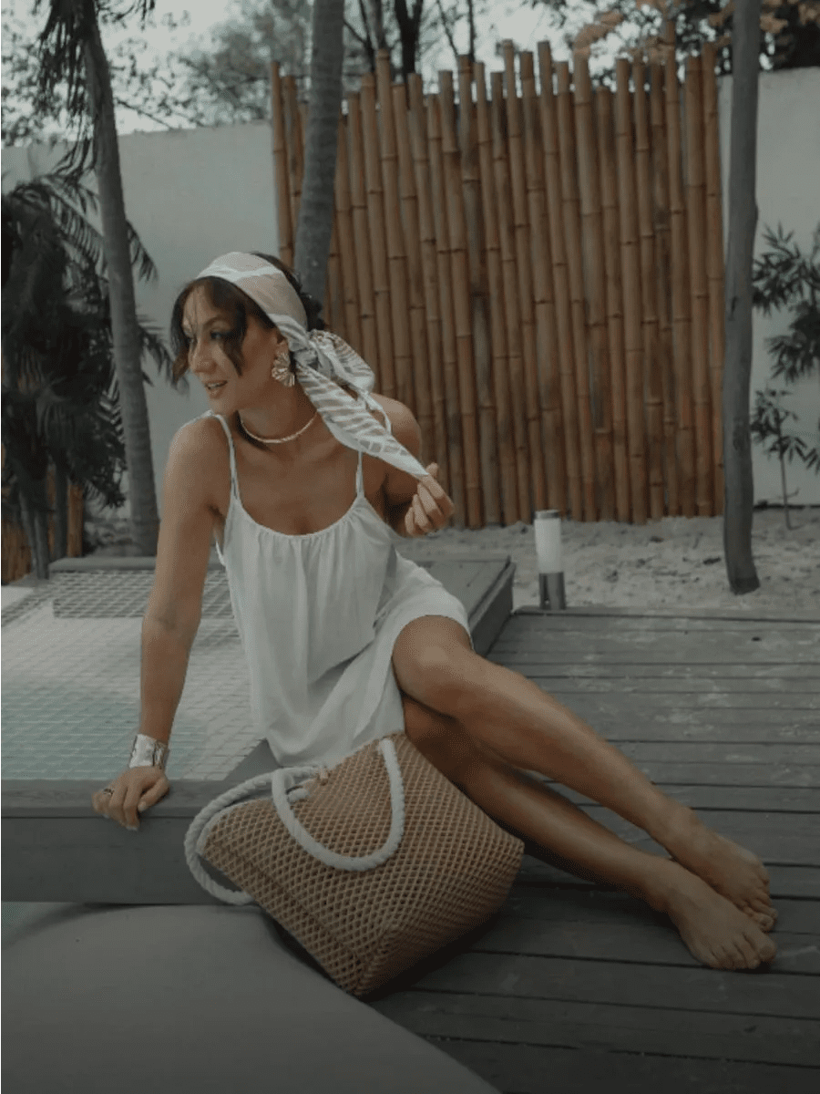 Tie-Back Cotton Nightie for Women | Sleeveless Flowy Slip Dress | Open Back Nightdress | Black & White - Bella Babe by SK