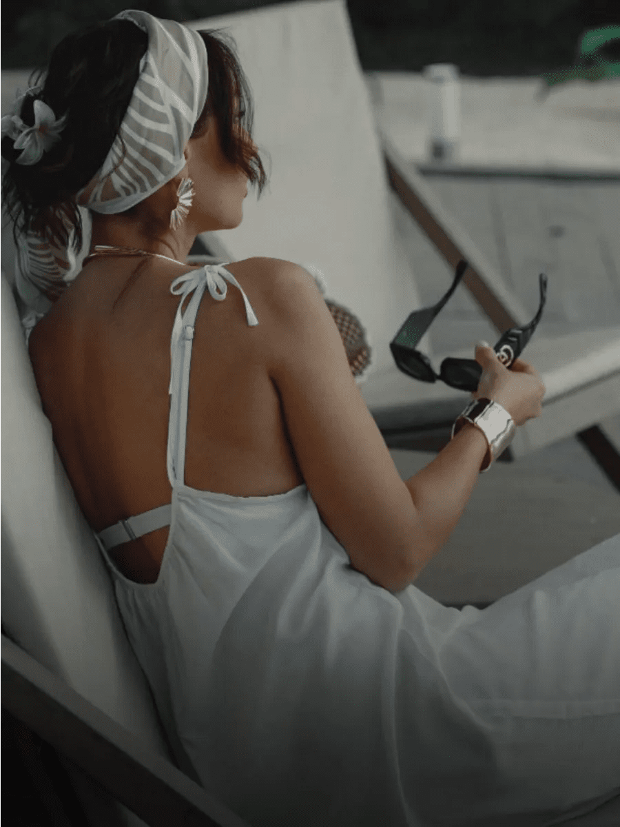 Tie-Back Cotton Nightie for Women | Sleeveless Flowy Slip Dress | Open Back Nightdress | Black & White - Bella Babe by SK