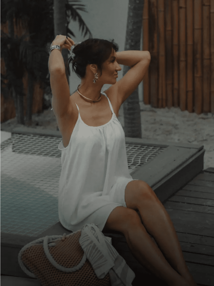 Tie-Back Cotton Nightie for Women | Sleeveless Flowy Slip Dress | Open Back Nightdress | Black & White - Bella Babe by SK