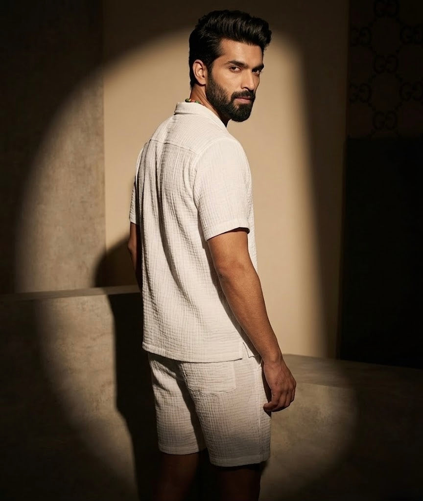 Half Sleeve Muslin Coord Set for Men