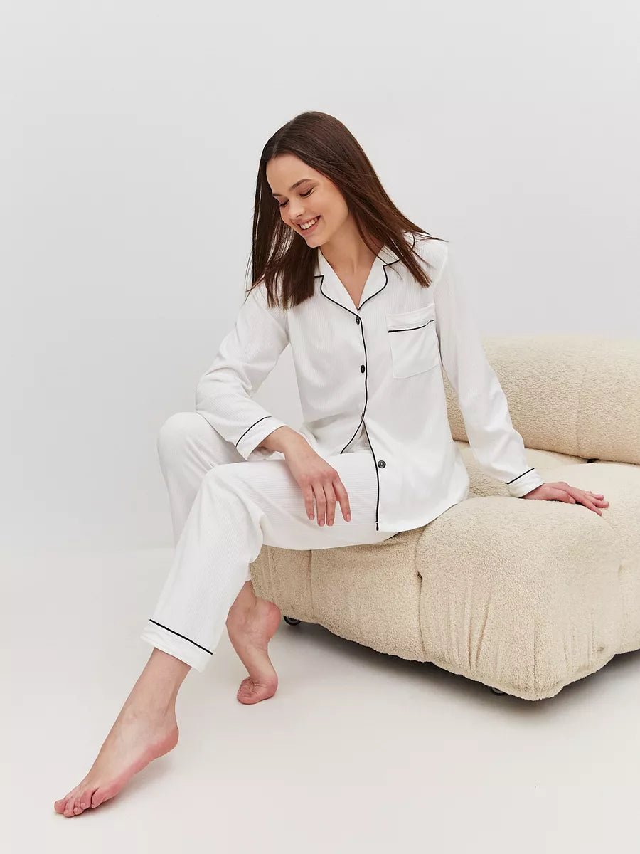 White Loungewear set in 100% Cotton - Bella Babe by SK
